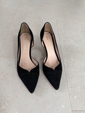 San MARINA Vera Pelle Black Suede  Pointed-Toe Heels